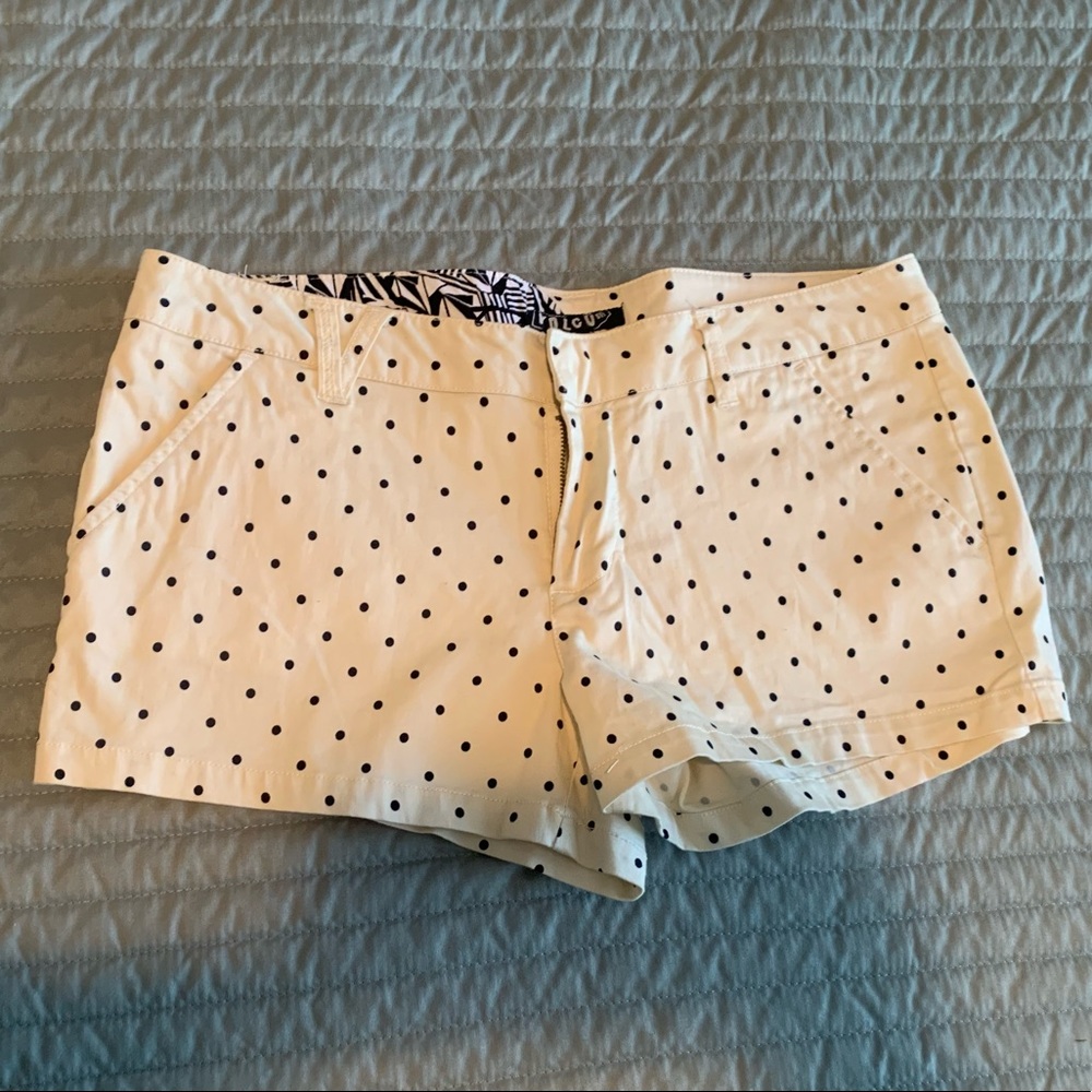 Volcom Cream and Black Polka Dot Short